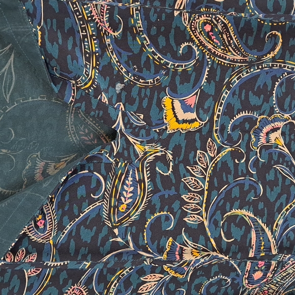 Jade by Johnny Was size S 100% silk elastic sleeves green floral tunic dress - Picture 3 of 5